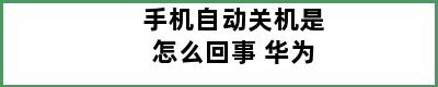 手机自动关机是怎么回事 华为